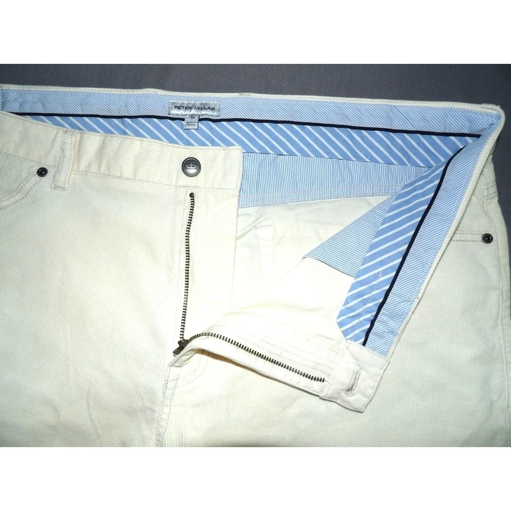 NEW! Peter Millar CROWN Ivory Corduroy Straight Leg Chino Pants Men's 40 X 34‎